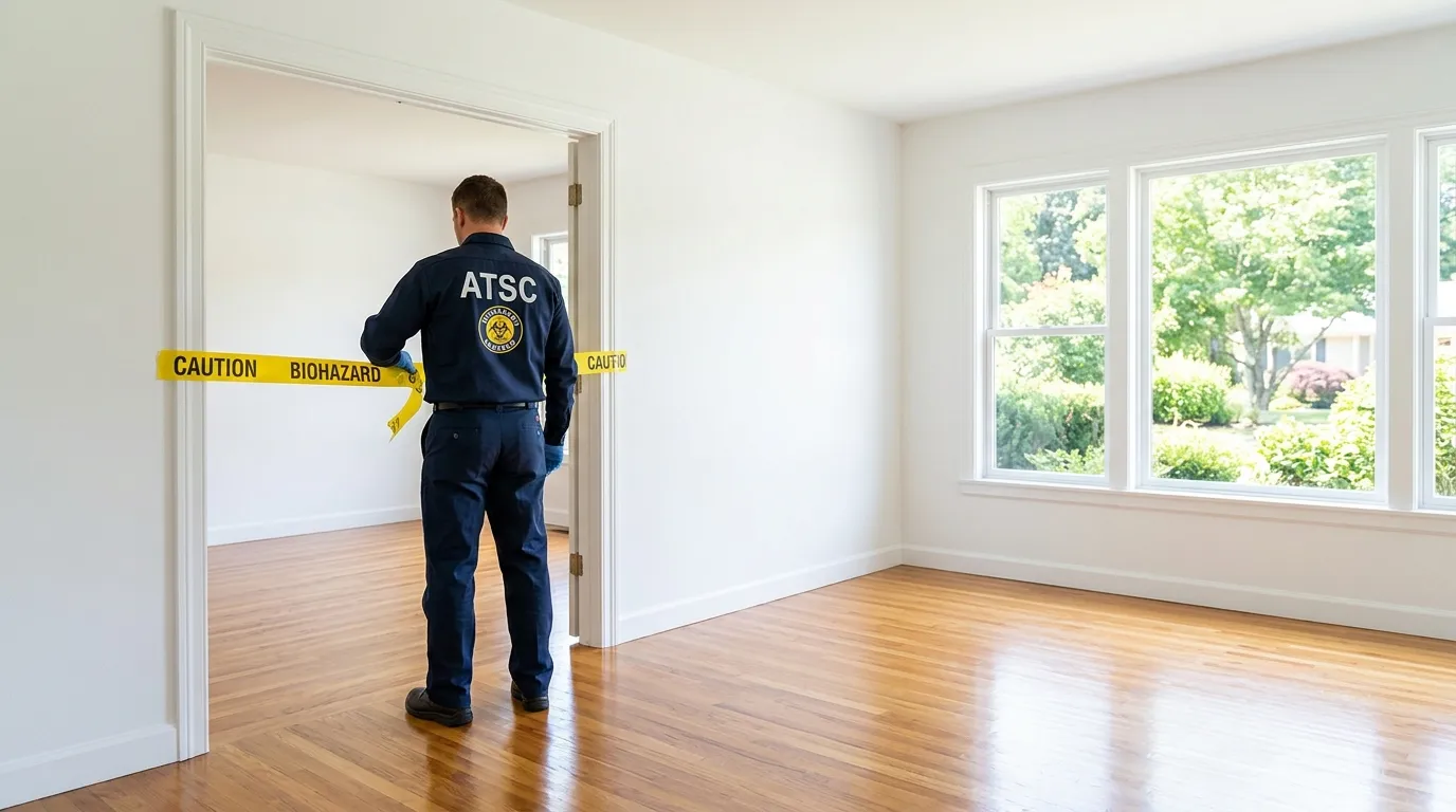 Certified biohazard cleanup crew performing Trauma Scene Cleanup in Lake Mills